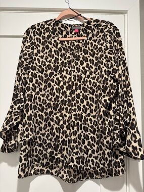 Vince Camuto Leopard Animal Print Women's Blouse